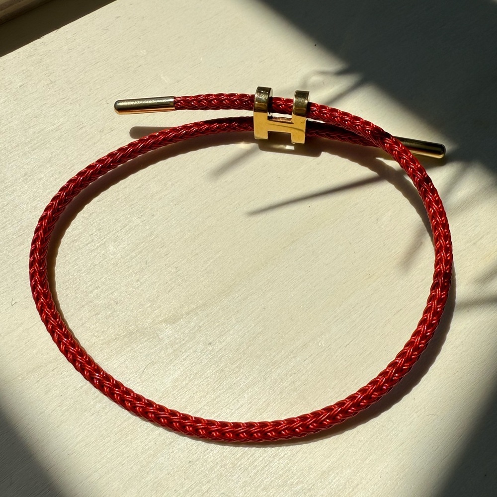 Unisex Red 🔴 Rope Stainless Steel Pull H Bracelet - Picture 7 of 9